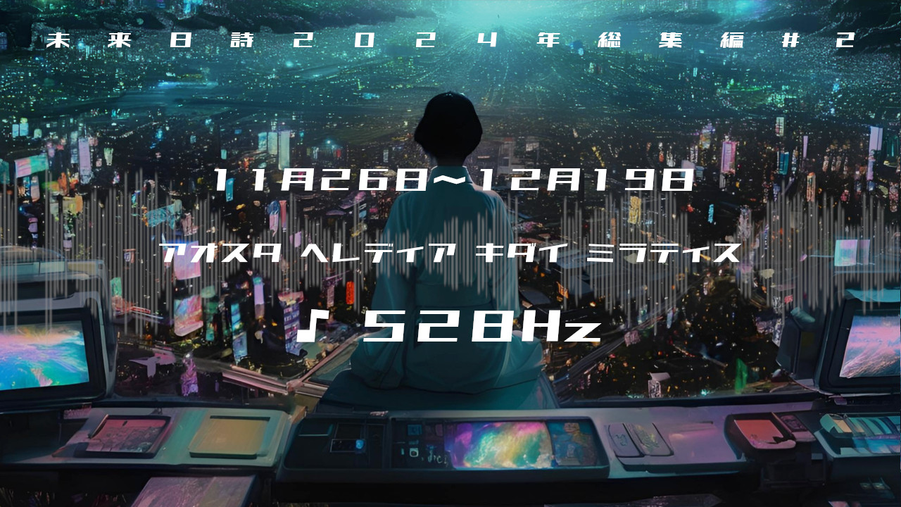 未来日詩2024年総集編2✧遠い星たち・触れられない温もり・声なき声・自由な未来・広がる輪・重ねた思い出・未知の視界・失われた絆✧528Hz✧ソルフェジオ周波数✧第3チャクラ・自尊心・意思の力の波動~