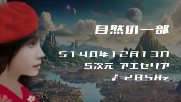 自然の一部. . .５１４０年１２月１３日頃✧５次元アエセリアにて✧285Hz✧ソルフェジオ周波数✧身体の癒しの波動~
