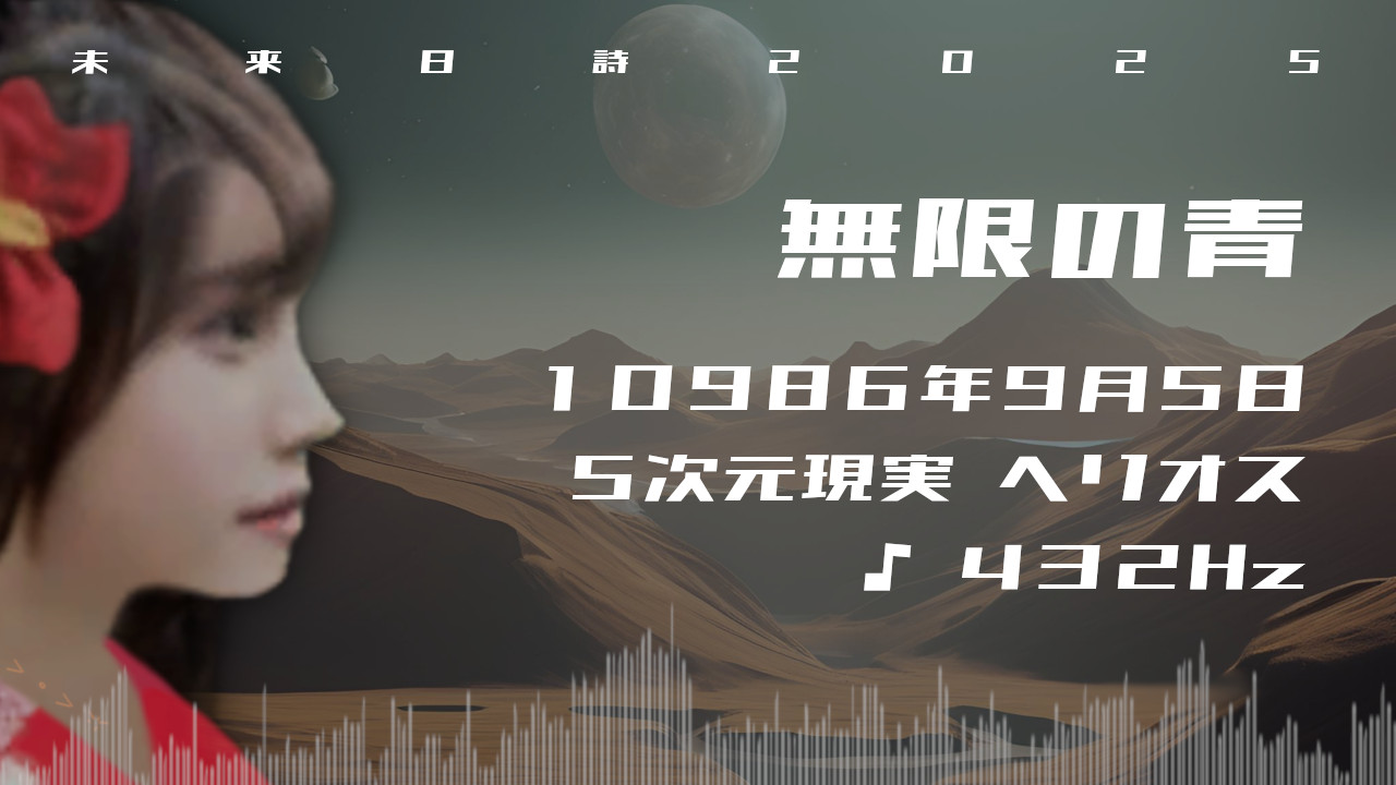 無限の青. . .１０９８６年９月５日頃✧５次元ヘリオスにて✧432Hz✧宇宙・奇跡の周波数✧ストレス解放・癒しの波動✧未来日詩2025✧