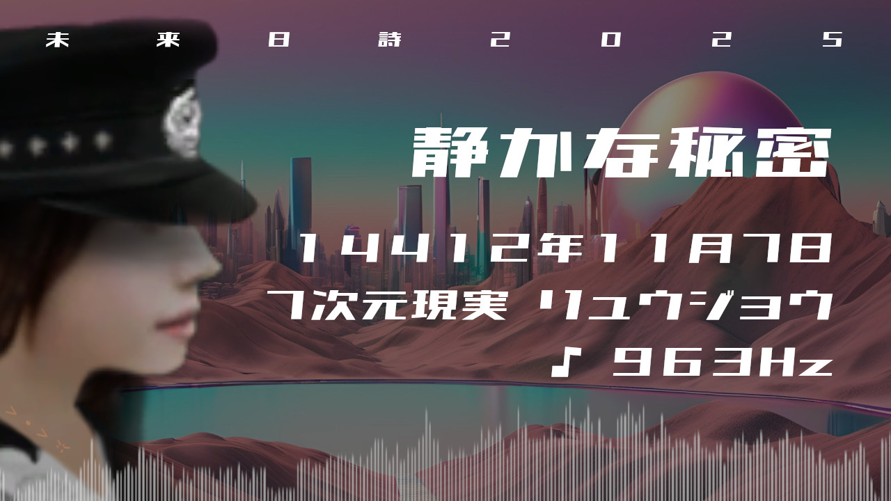静かな秘密. . .１４４１２年１１月７日頃✧７次元リュウジョウにて✧963Hz✧ソルフェジオ周波数✧第7チャクラ・自己超越・高次元の波動✧未来日詩2025✧