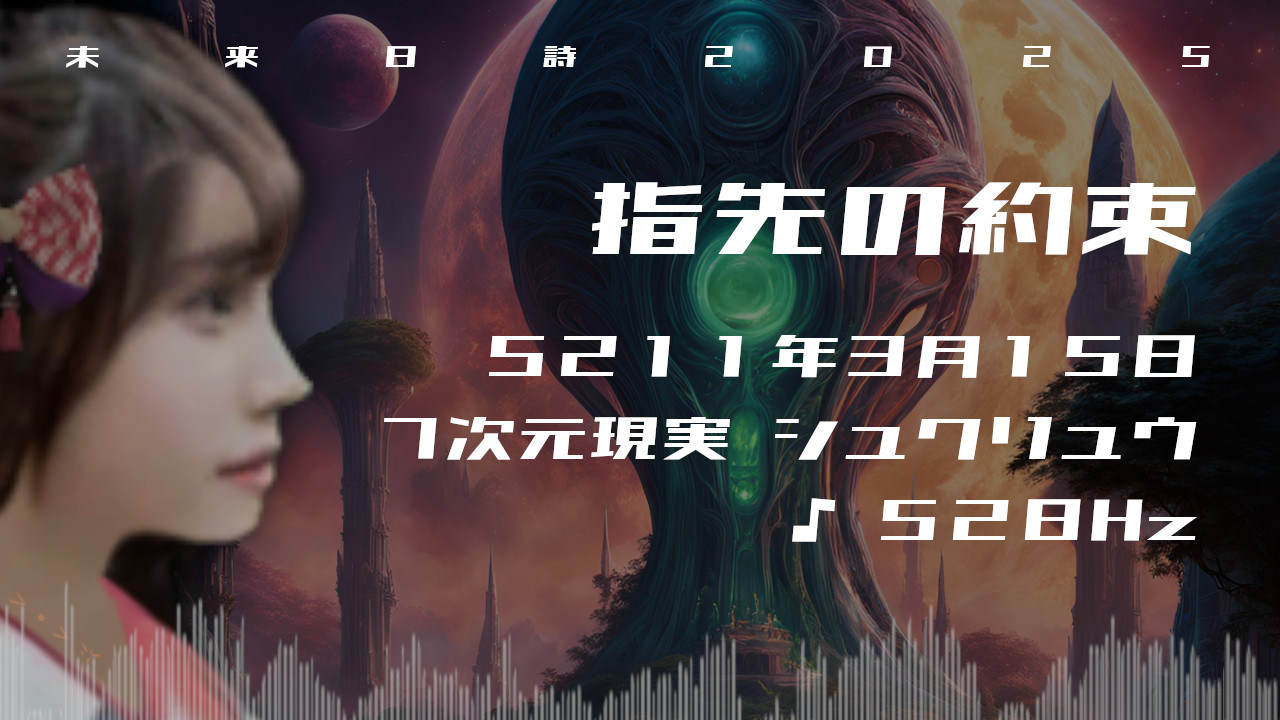指先の約束. . .５２１１年３月１５日頃✧７次元シュクリュウにて✧528Hz✧ソルフェジオ周波数✧第3チャクラ・自尊心・意思の力の波動✧未来日詩2025✧