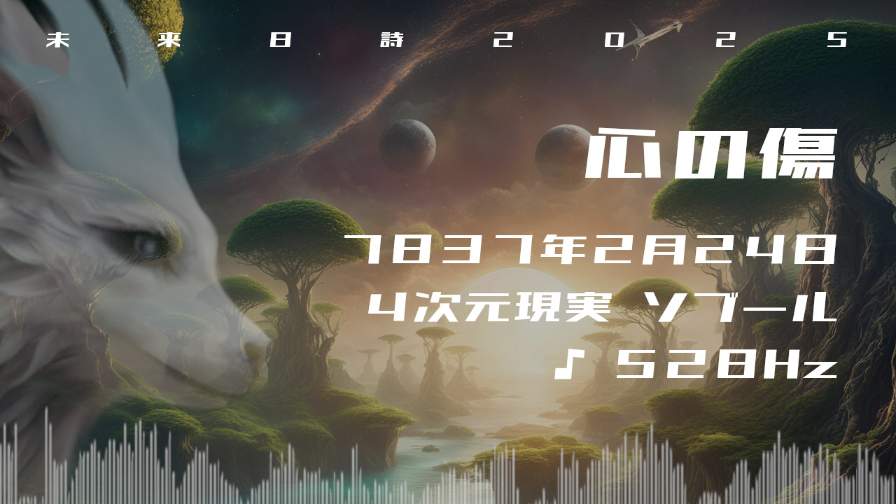 心の傷. . .７８３７年２月２４日頃✧４次元ソブールにて✧528Hz✧ソルフェジオ周波数✧第3チャクラ・自尊心・意思の力の波動✧未来日詩2025✧