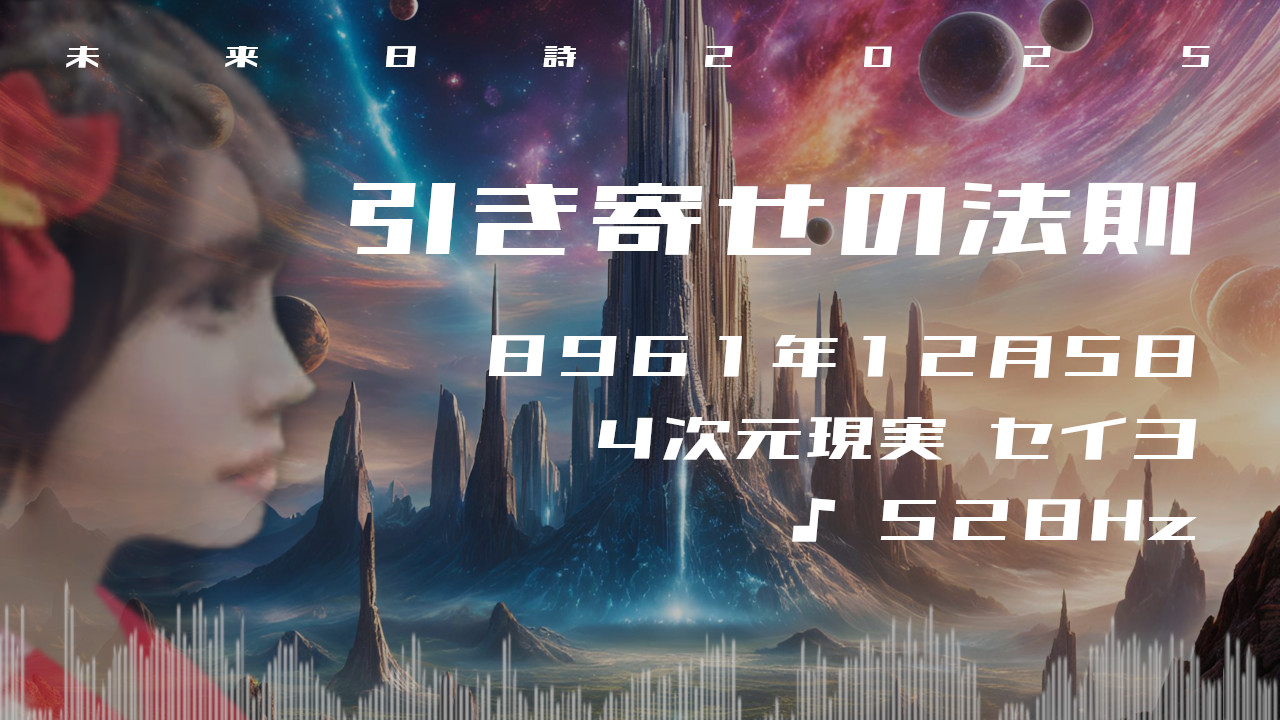 引き寄せの法則. . .８９６１年１２月５日頃✧４次元セイヨにて✧528Hz✧ソルフェジオ周波数✧DNA修復・細胞活性化の波動✧未来日詩2025✧