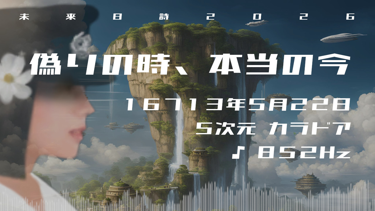 偽りの時、本当の今. . .１６７１３年５月２２日頃✧５次元カラドアにて✧852Hz✧ソルフェジオ周波数✧松果体・第三の目の活性化の波動✧未来日詩2026年✧