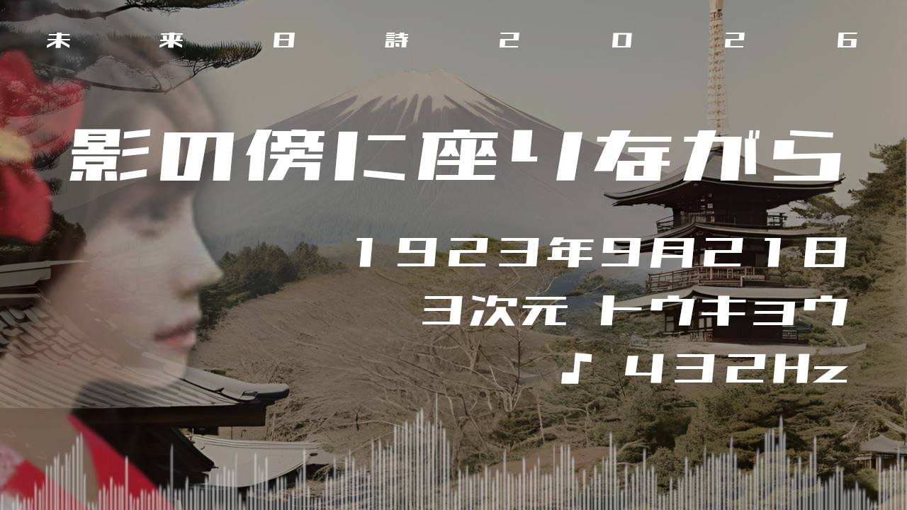影の傍に座りながら. . .１９２３年９月２１日頃✧３次元東京にて✧432Hz✧宇宙・奇跡の周波数✧心身の共振の波動✧未来日詩2026年✧