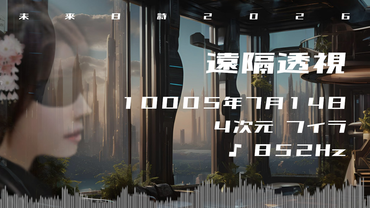 遠隔透視. . .１０００５年７月１４日頃✧４次元フィラにて✧852Hz✧ソルフェジオ周波数✧松果体・第三の目の活性化の波動✧未来日詩2026年✧